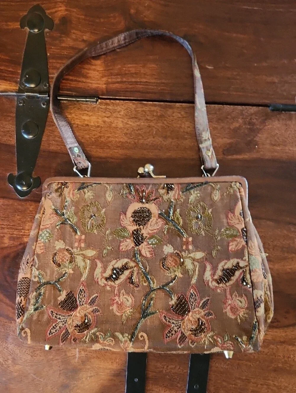 Vintage Beaded  Christiana USED Floral Tapestry Frame 